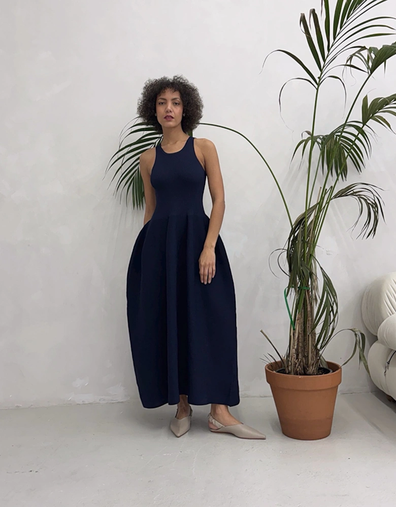 Navy Knitted Maxi Dress