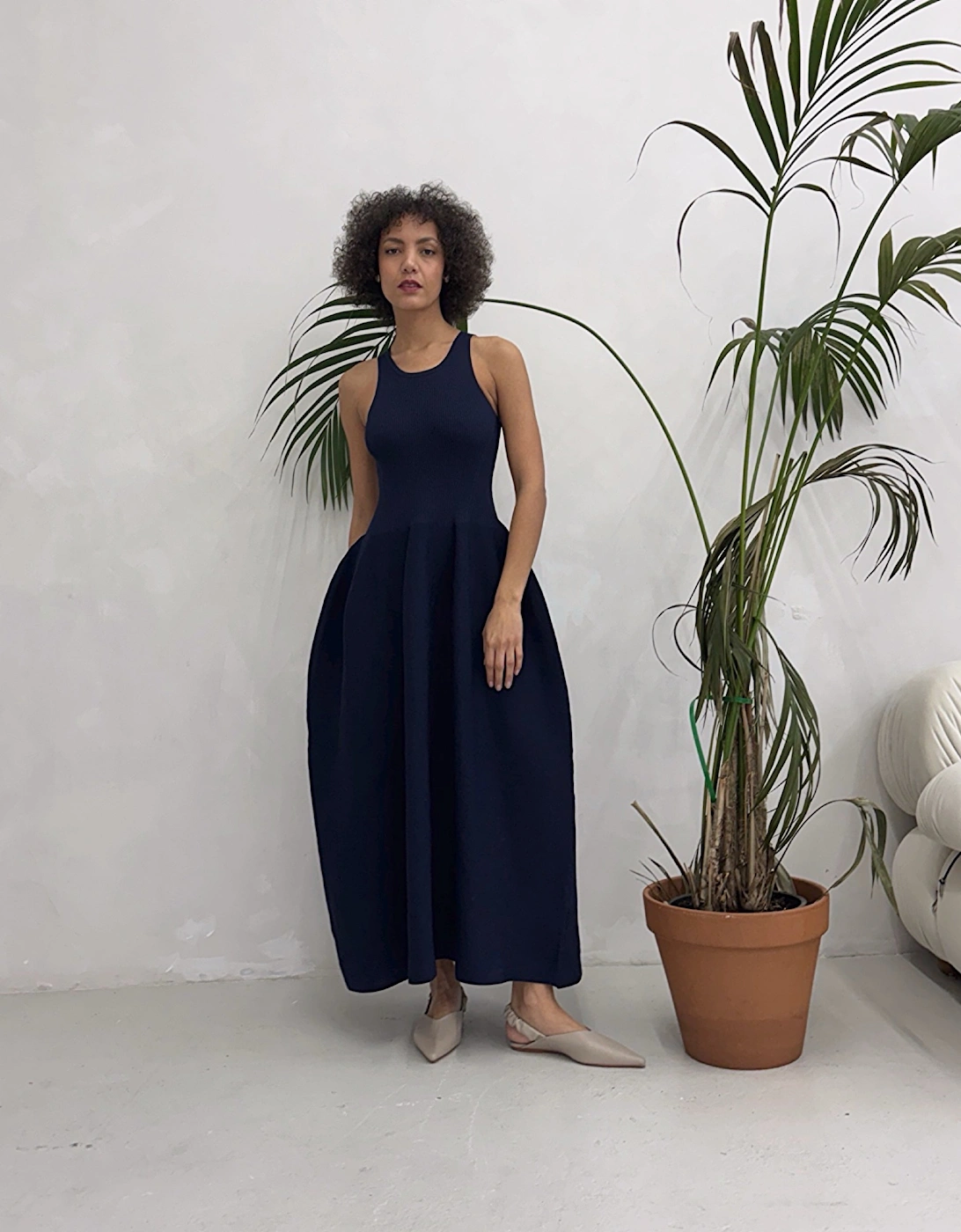 Navy Knitted Maxi Dress