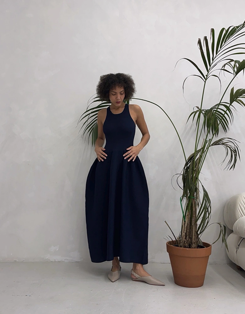 Navy Knitted Maxi Dress