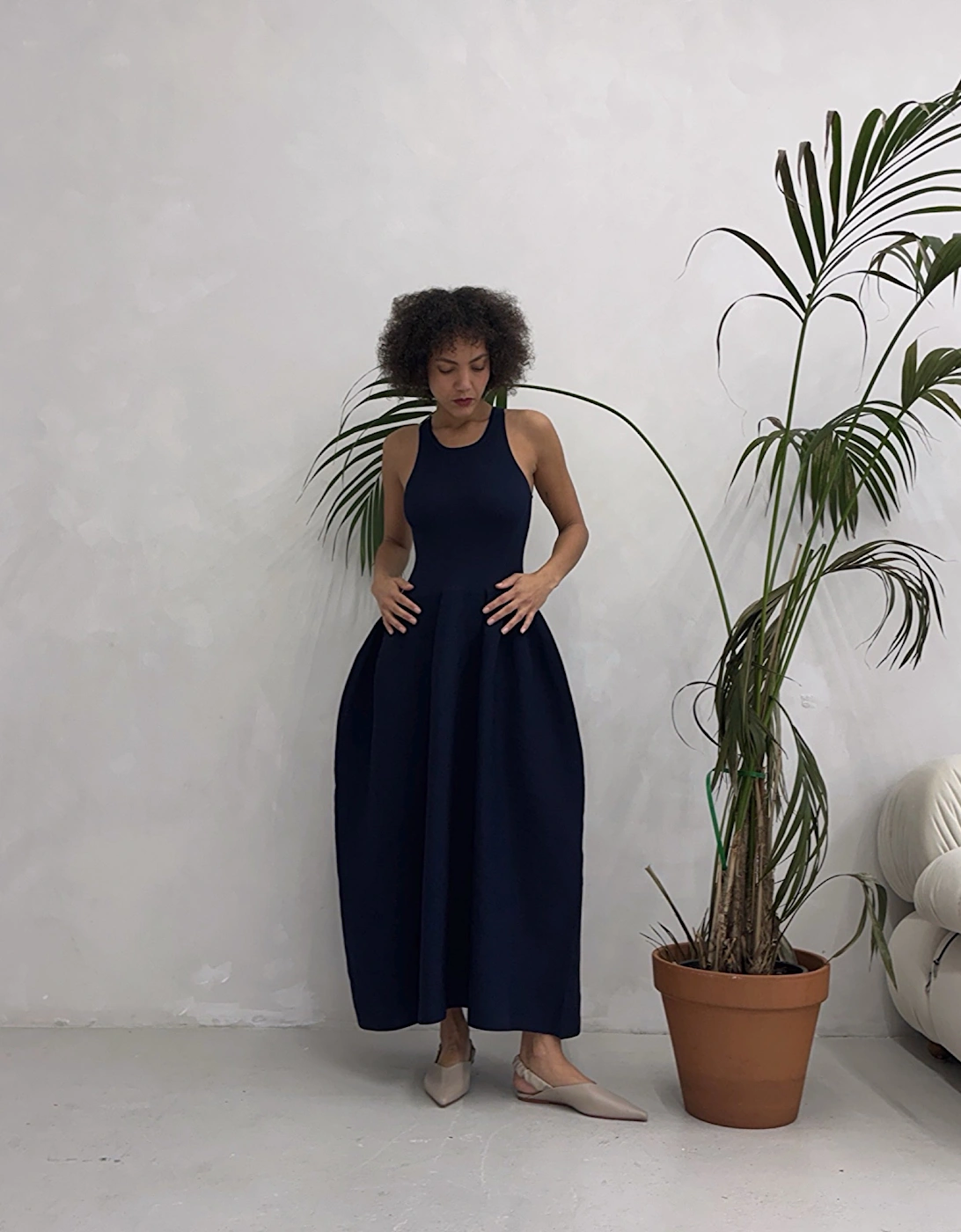 Navy Knitted Maxi Dress