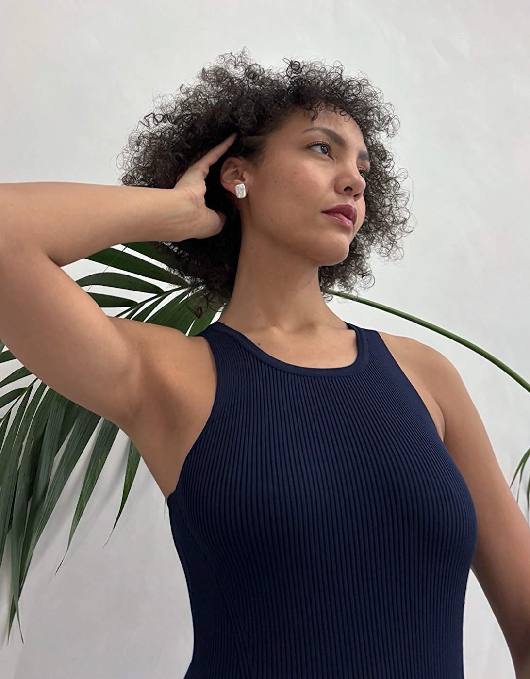 Navy Knitted Maxi Dress