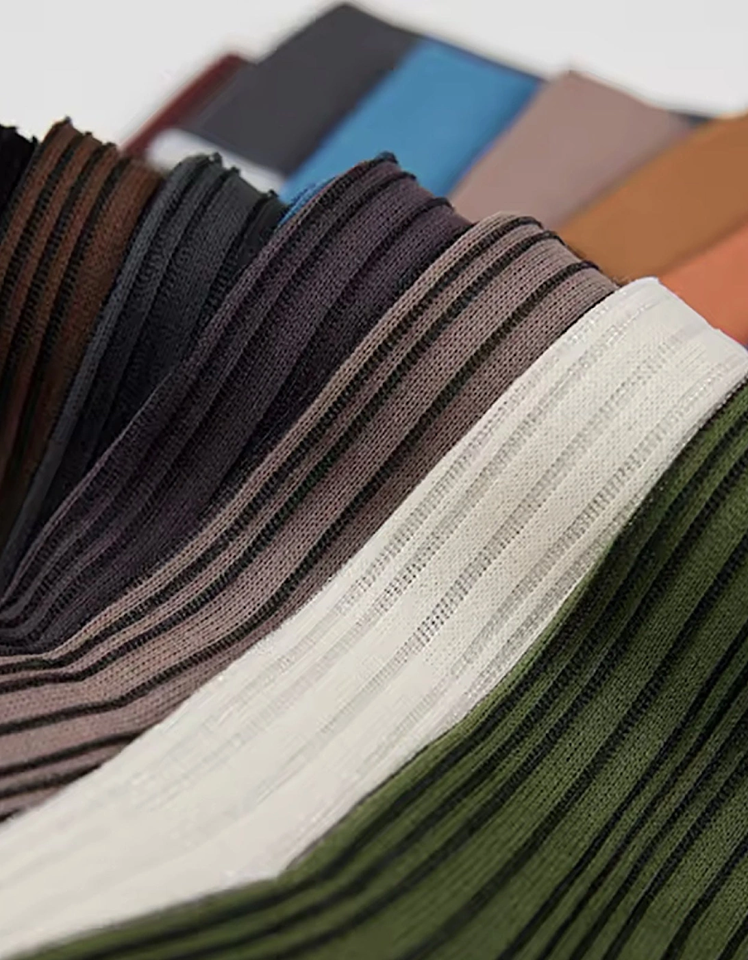 Color Block Brown Blue Thin Socks