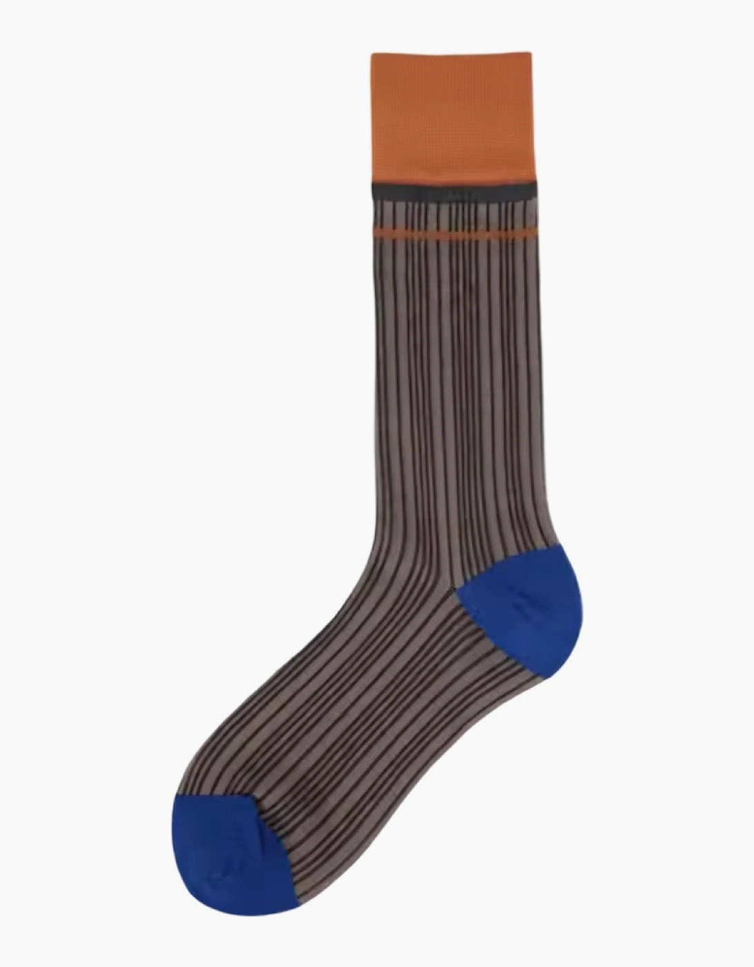 Color Block Brown Orange Thin Socks