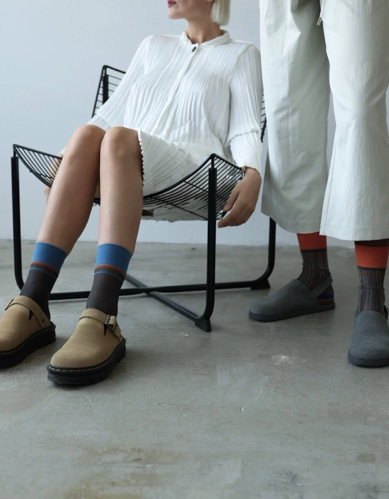 Color Block Brown Orange Thin Socks