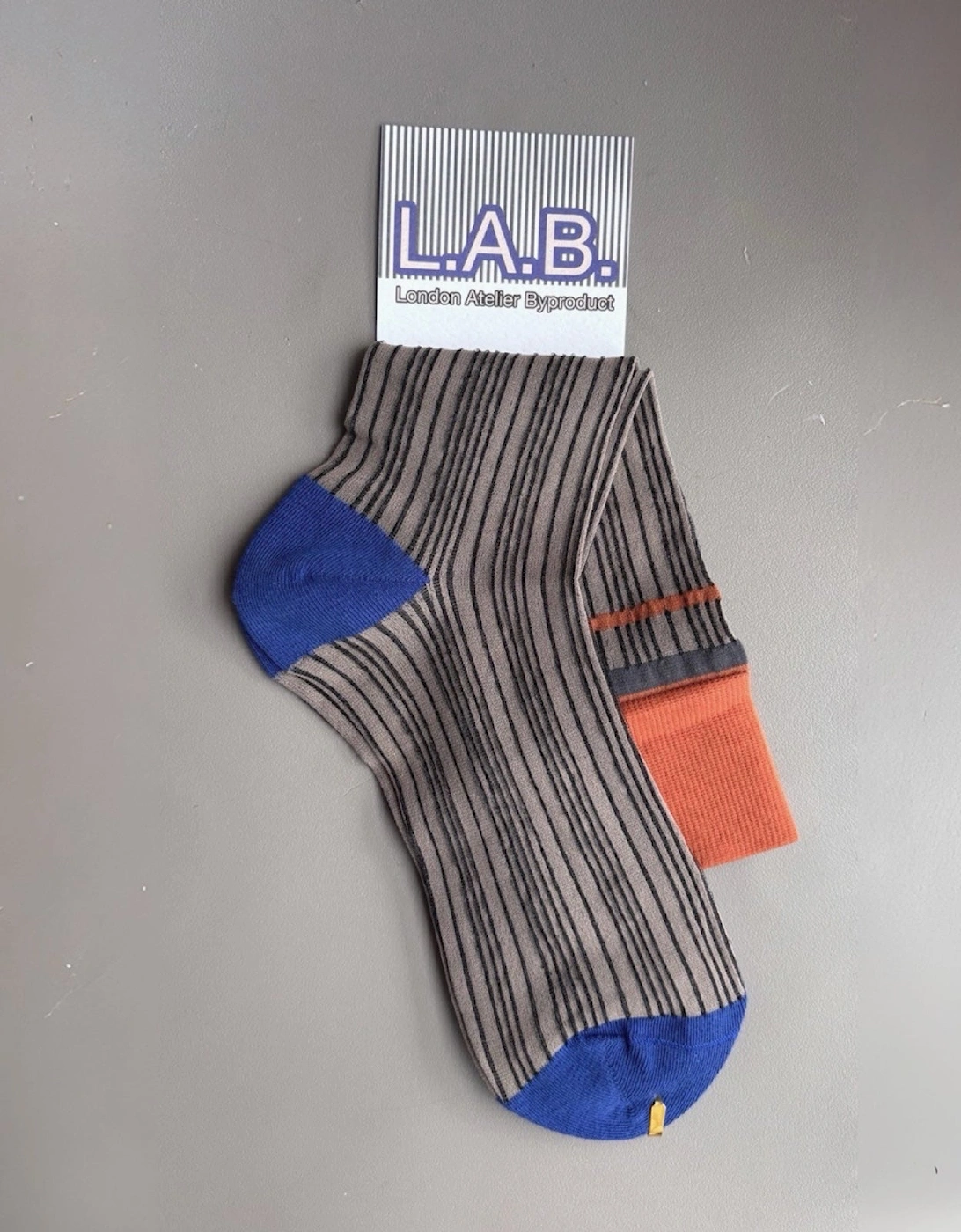 Color Block Brown Orange Thin Socks