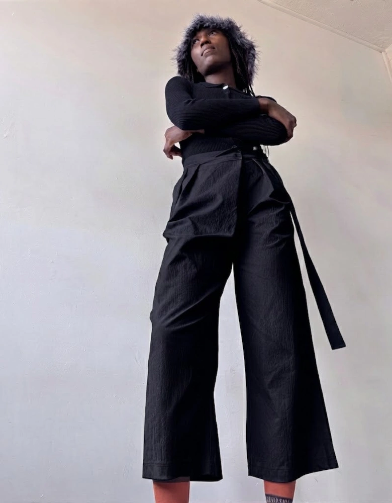 Black Culottes With Wrap Detail