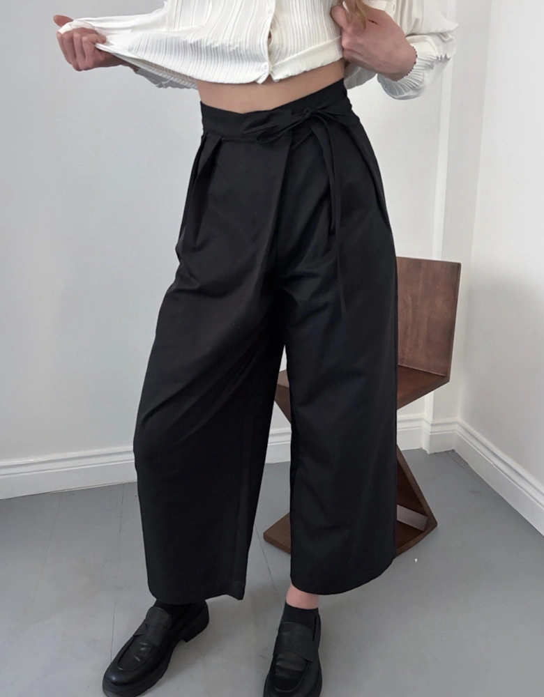Black Culottes With Wrap Detail
