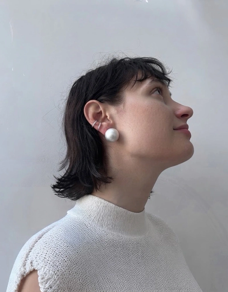 Brushed Round Silver Stud Earrings