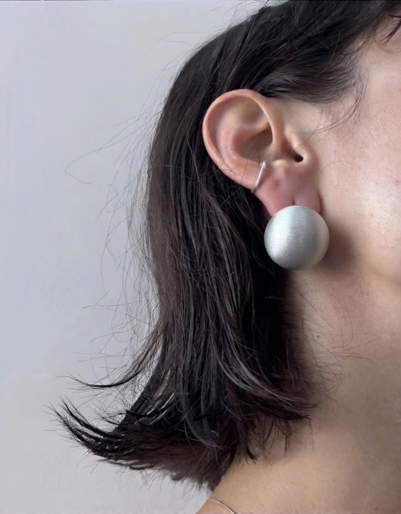 Brushed Round Silver Stud Earrings