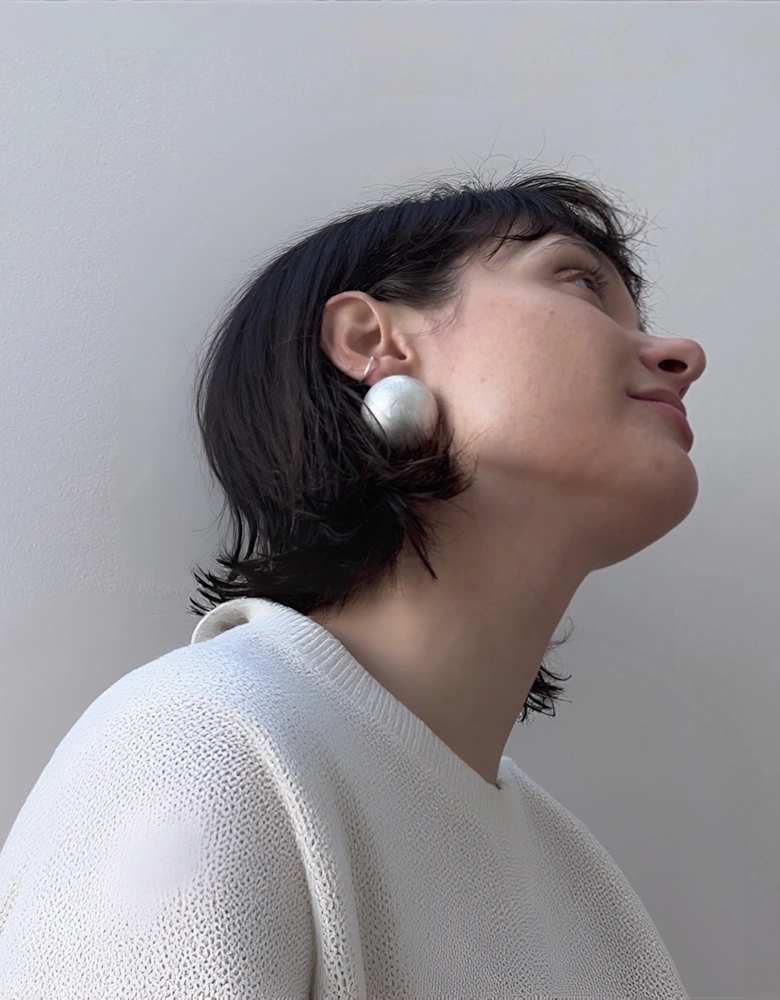 Brushed Round Silver Stud Earrings