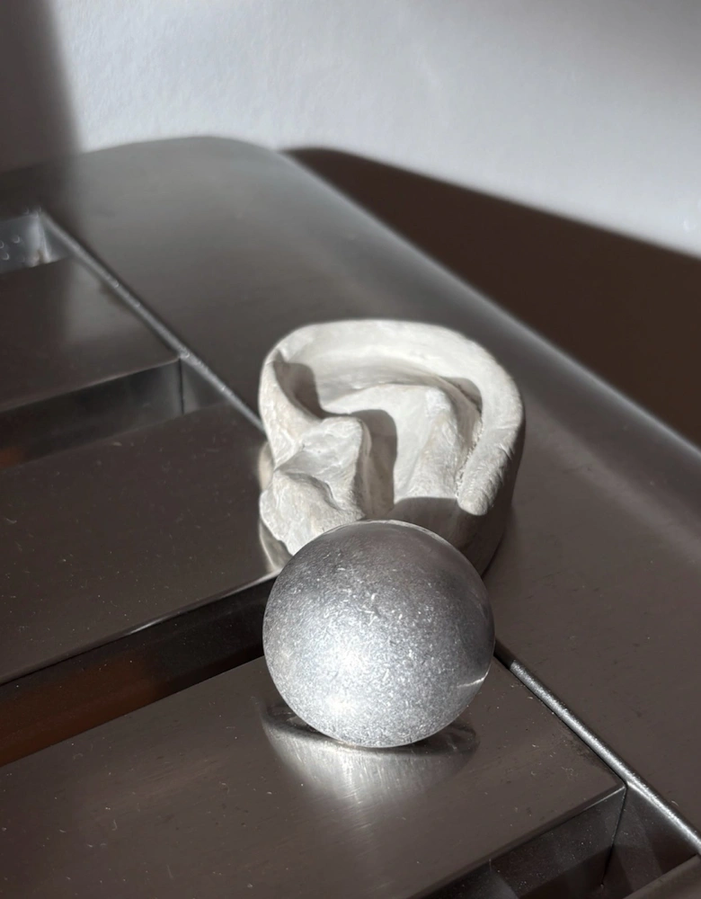 Brushed Round Silver Stud Earrings
