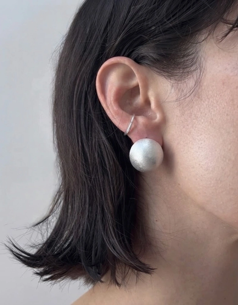 Brushed Round Silver Stud Earrings