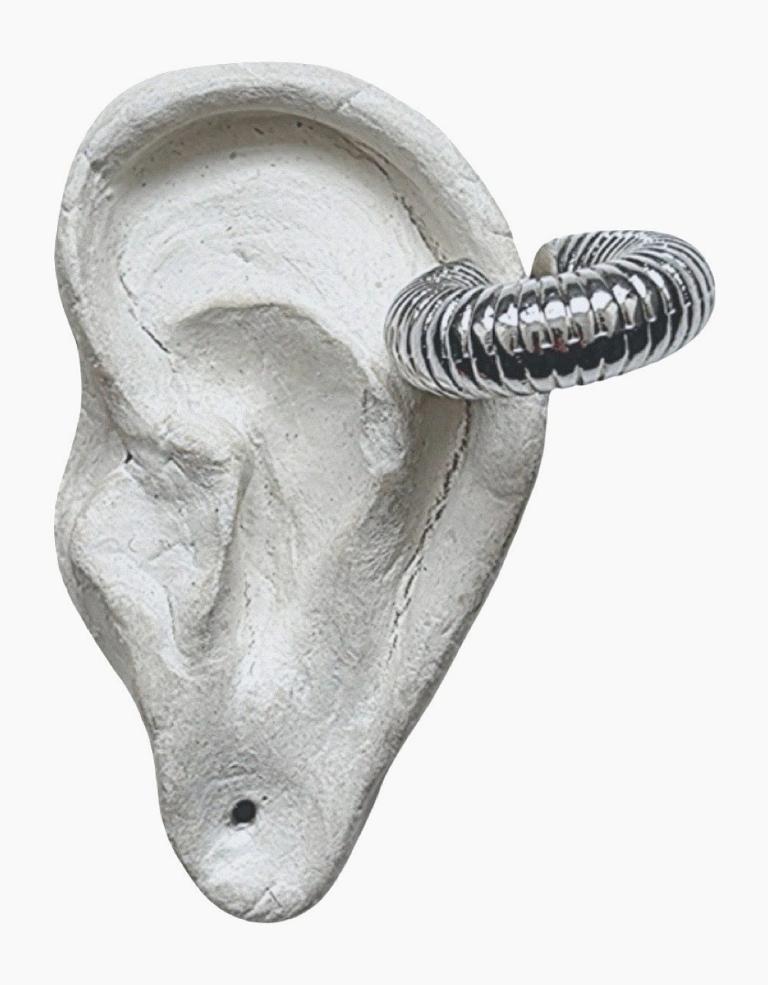 Silver Hoop Ridged Clip Earrings