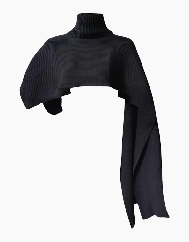 Black Knit Turtleneck Shawl