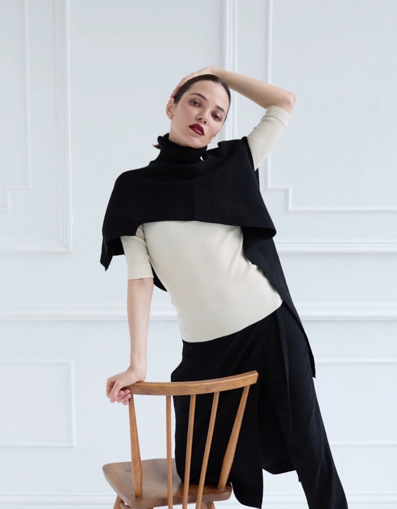 Black Knit Turtleneck Shawl