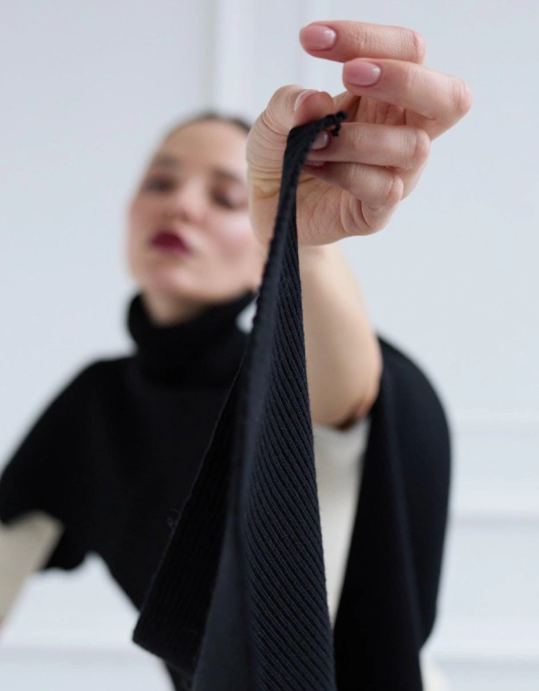 Black Knit Turtleneck Shawl
