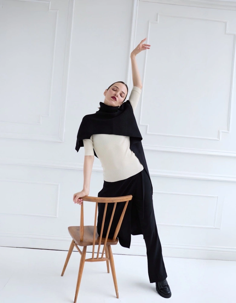 Black Knit Turtleneck Shawl