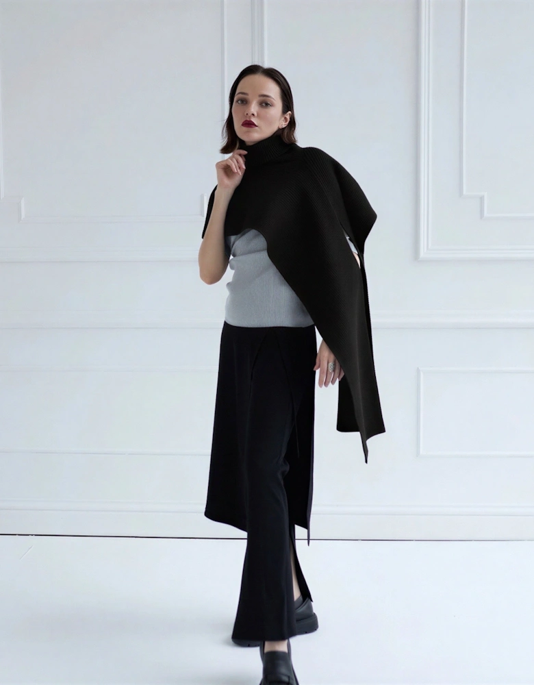Black Knit Turtleneck Shawl