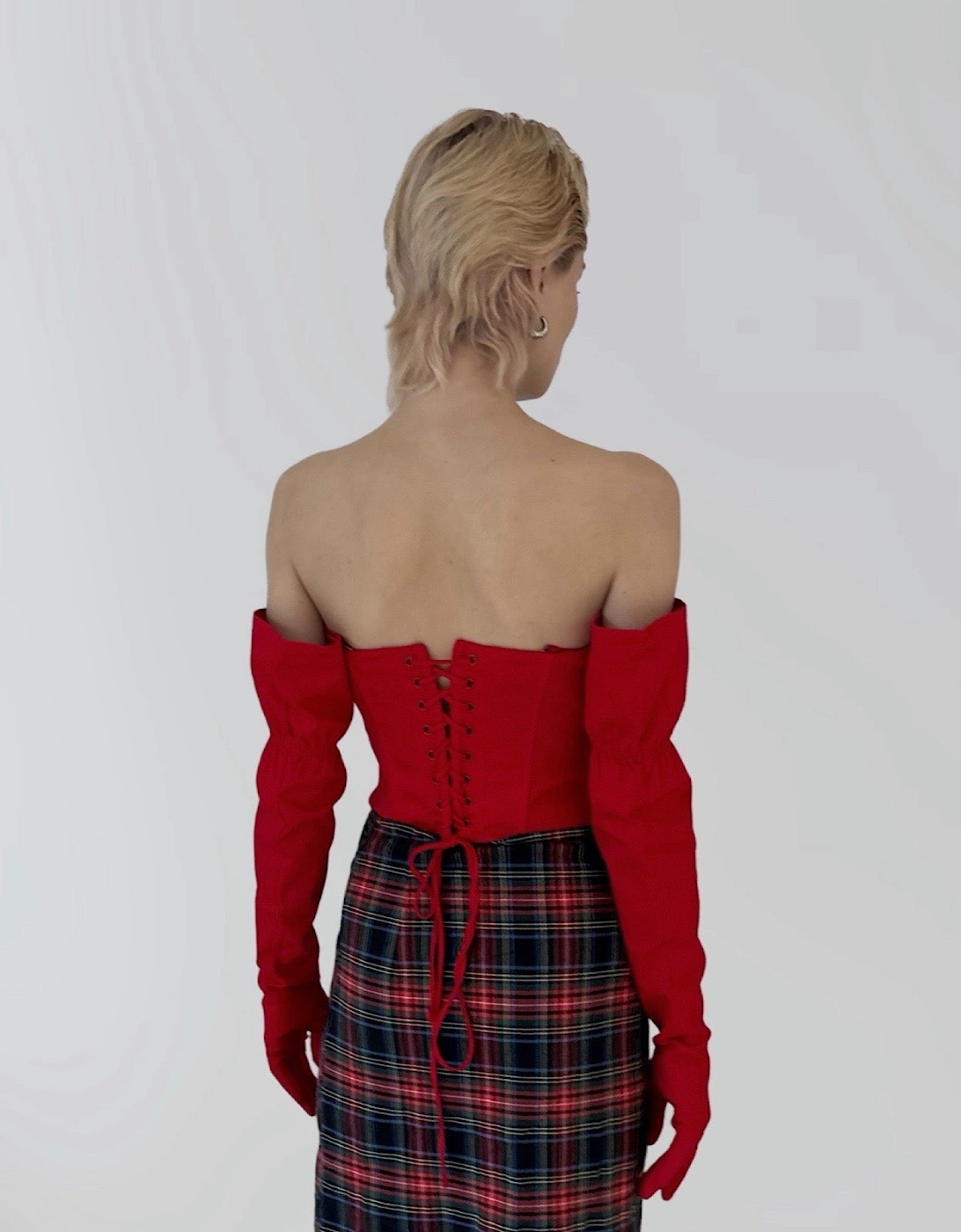 Red Corset Set With Long Gloves