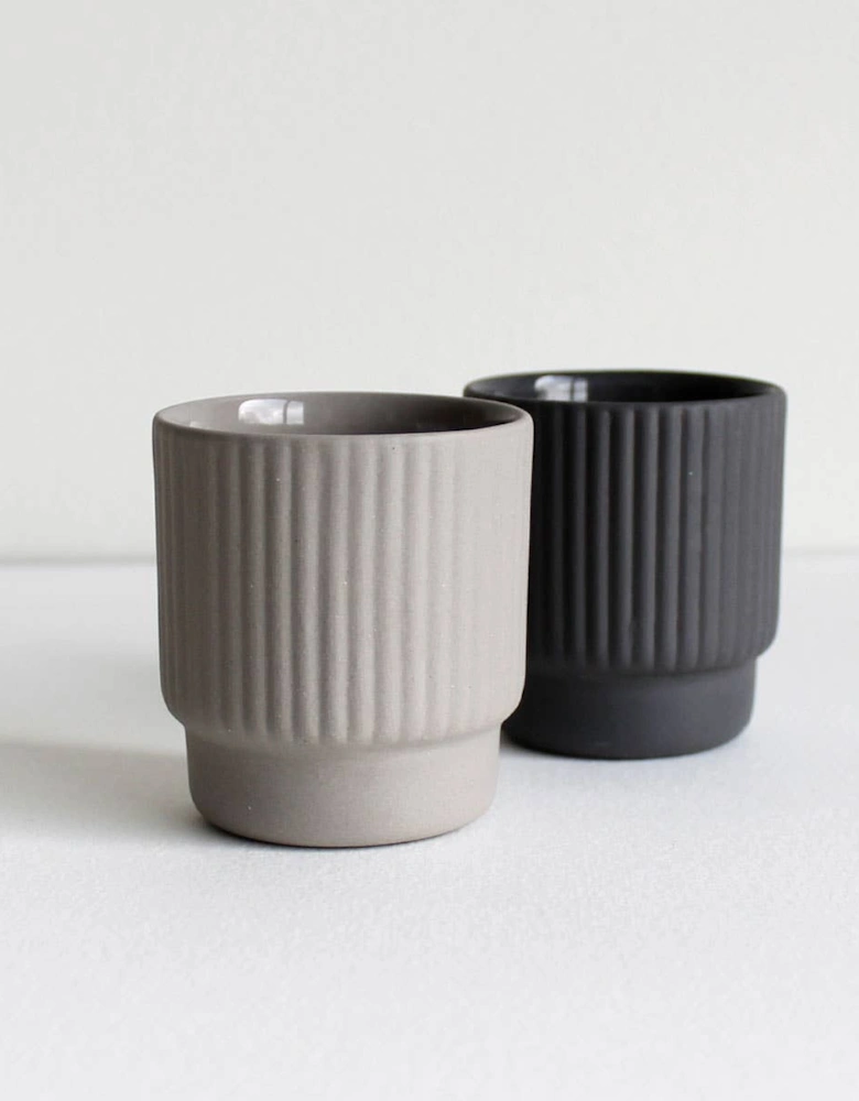 Light Grey Ridded Espresso Cup