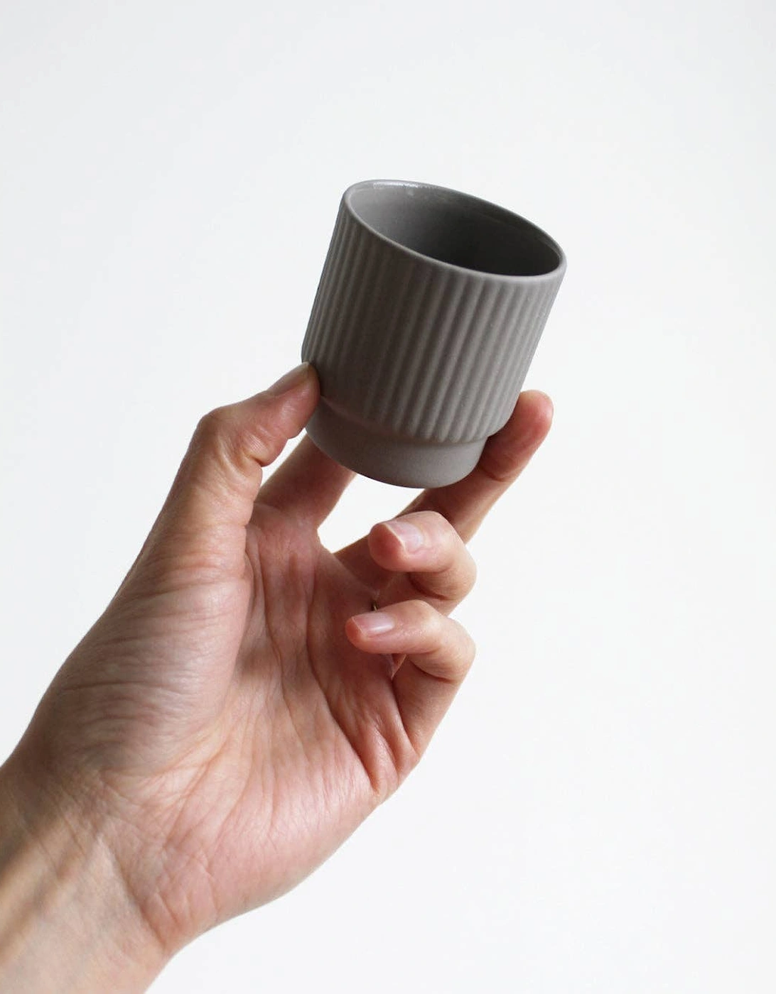 Light Grey Ridded Espresso Cup
