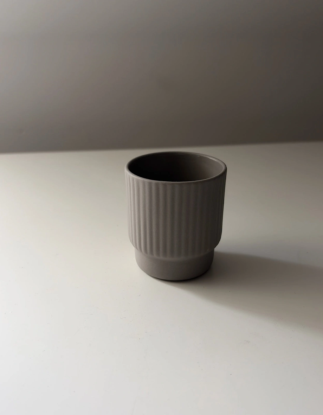 Light Grey Ridded Espresso Cup