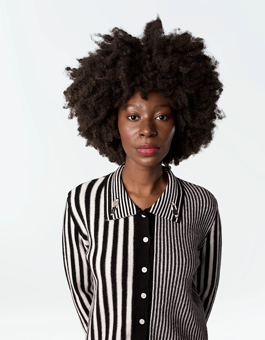 Striped Merino Wool Knitted Shirt With Embroidery
