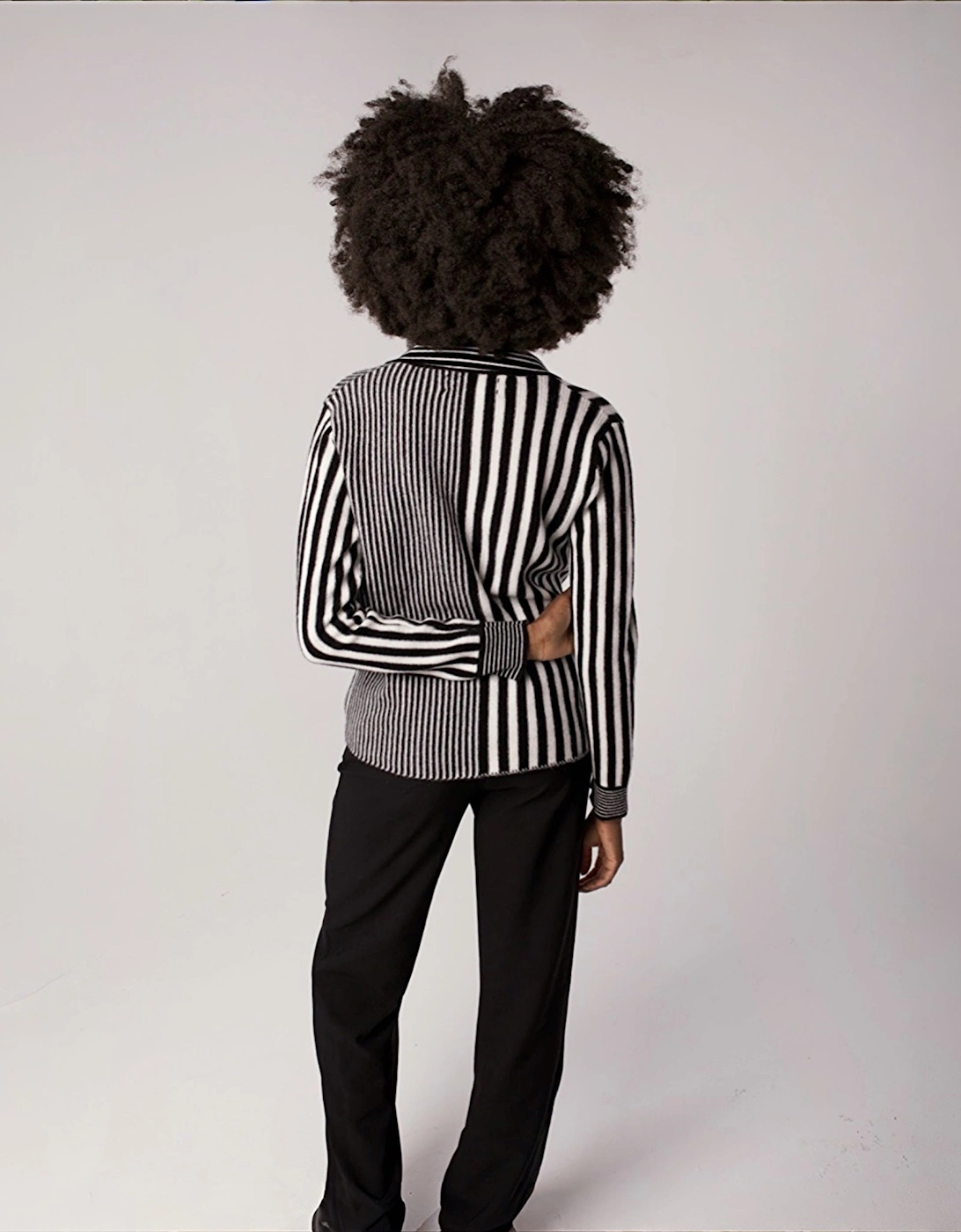 Striped Merino Wool Knitted Shirt With Embroidery