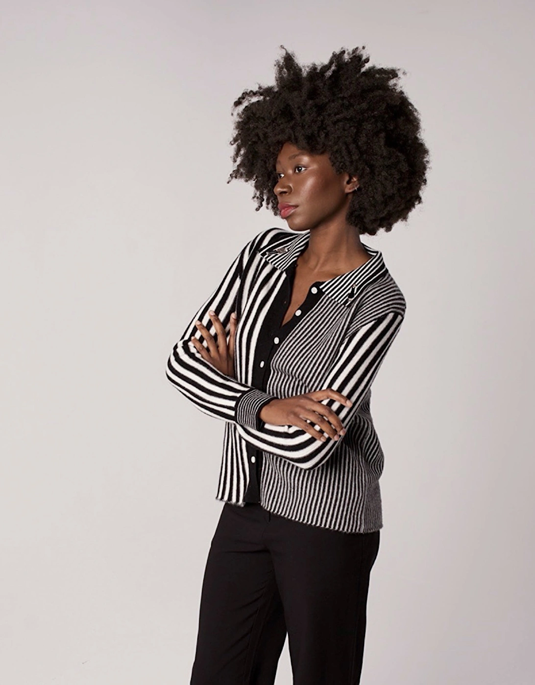 Striped Merino Wool Knitted Shirt With Embroidery