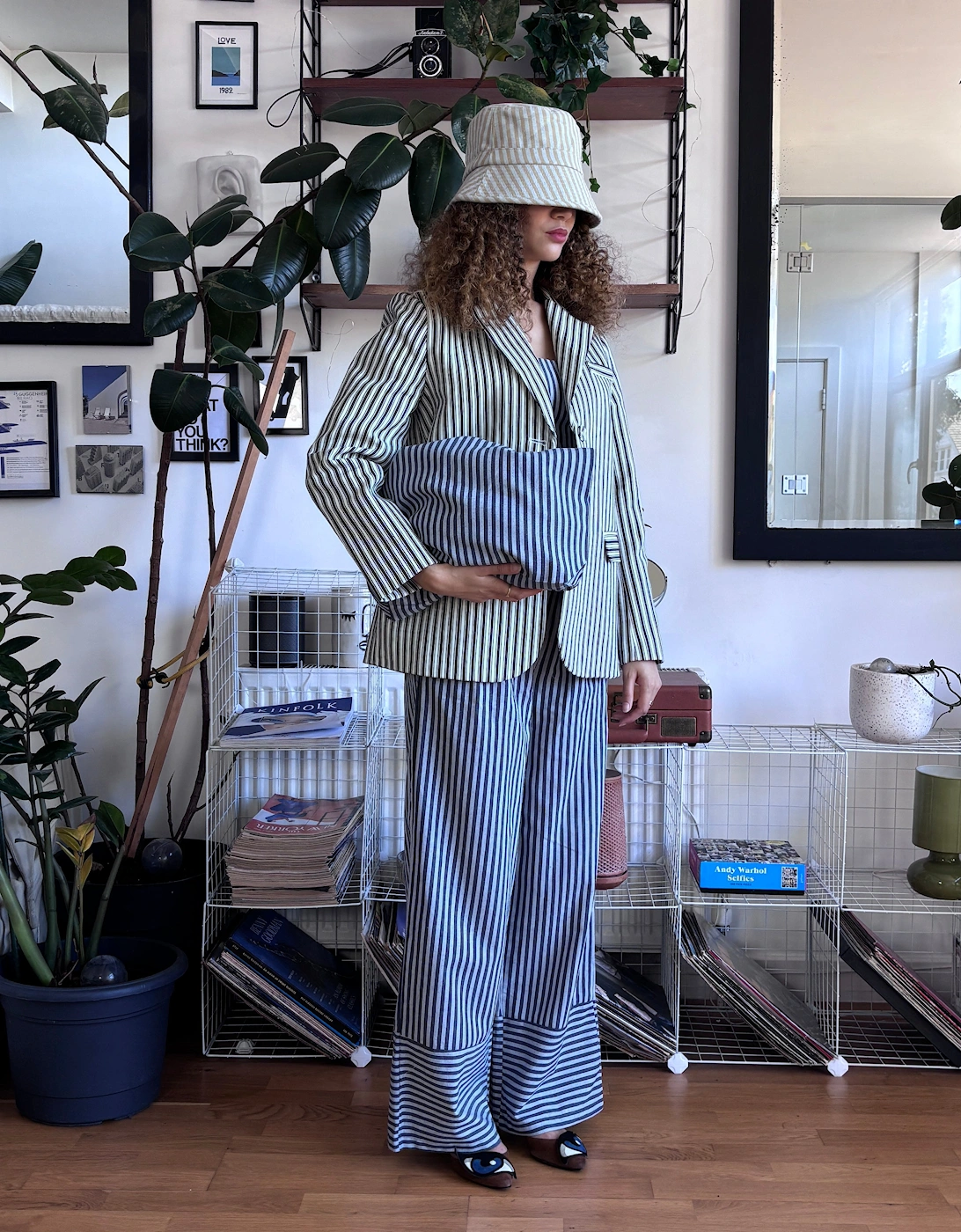 Blue White Striped Tailored Blazer