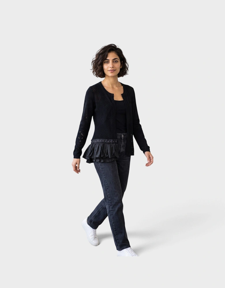 MM6 Pointelle Knit Cardigan Black