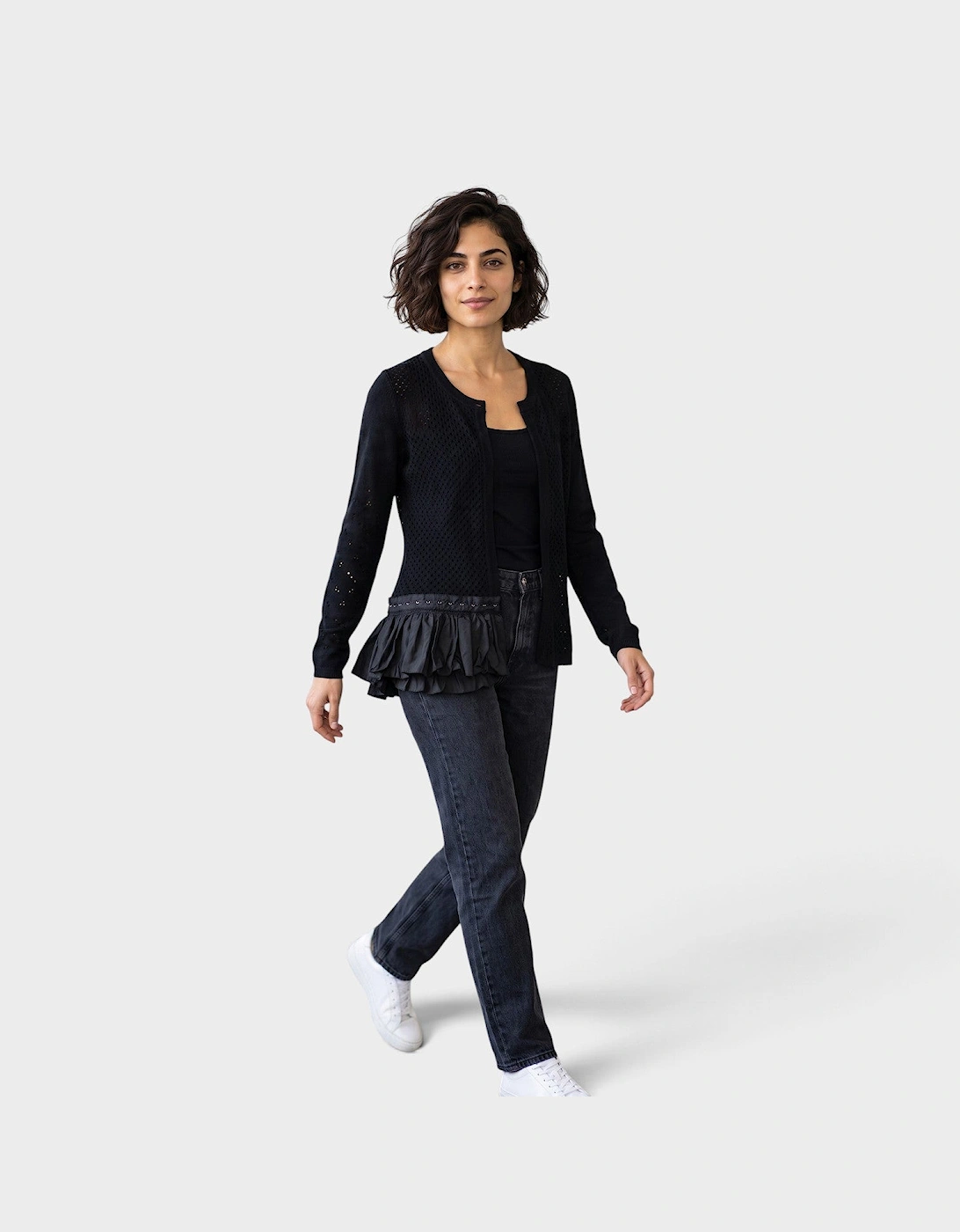 MM6 Pointelle Knit Cardigan Black