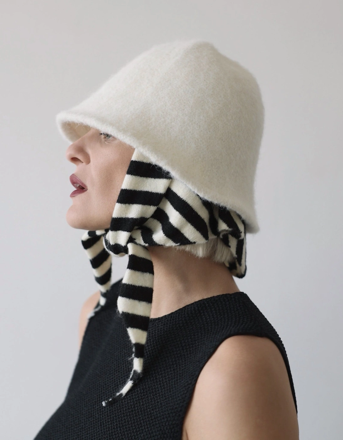 White Wool Cloche Bucket Hat