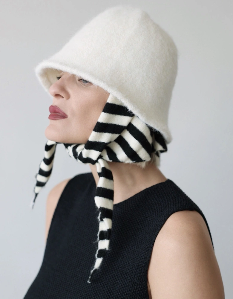 White Wool Cloche Bucket Hat