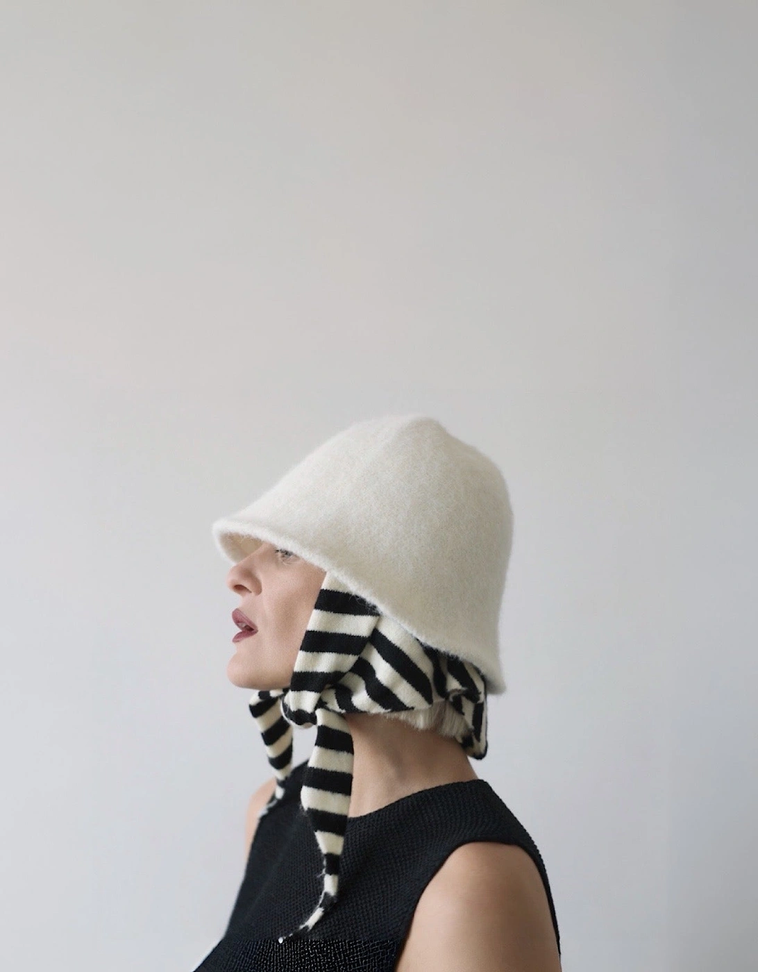White Wool Cloche Bucket Hat