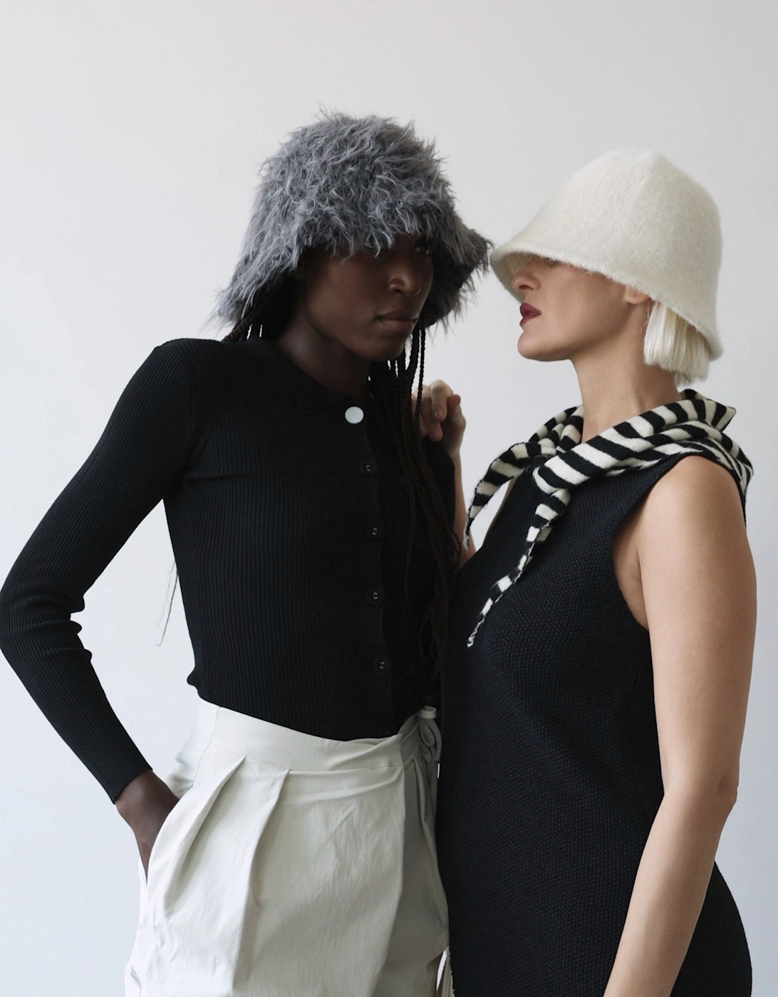 White Wool Cloche Bucket Hat