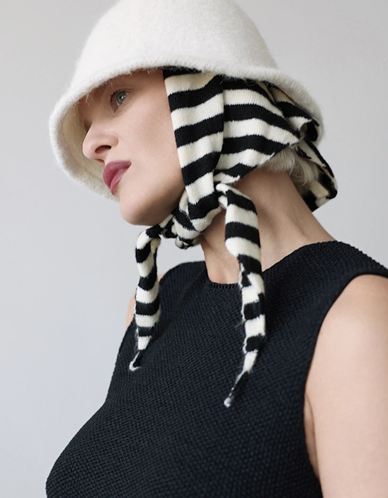 White Wool Cloche Bucket Hat