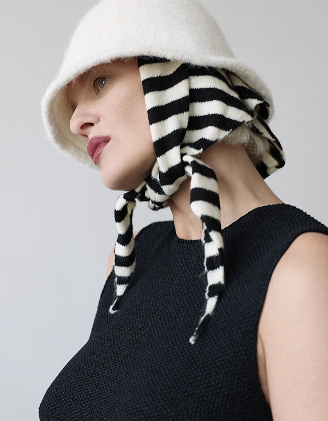 White Wool Cloche Bucket Hat