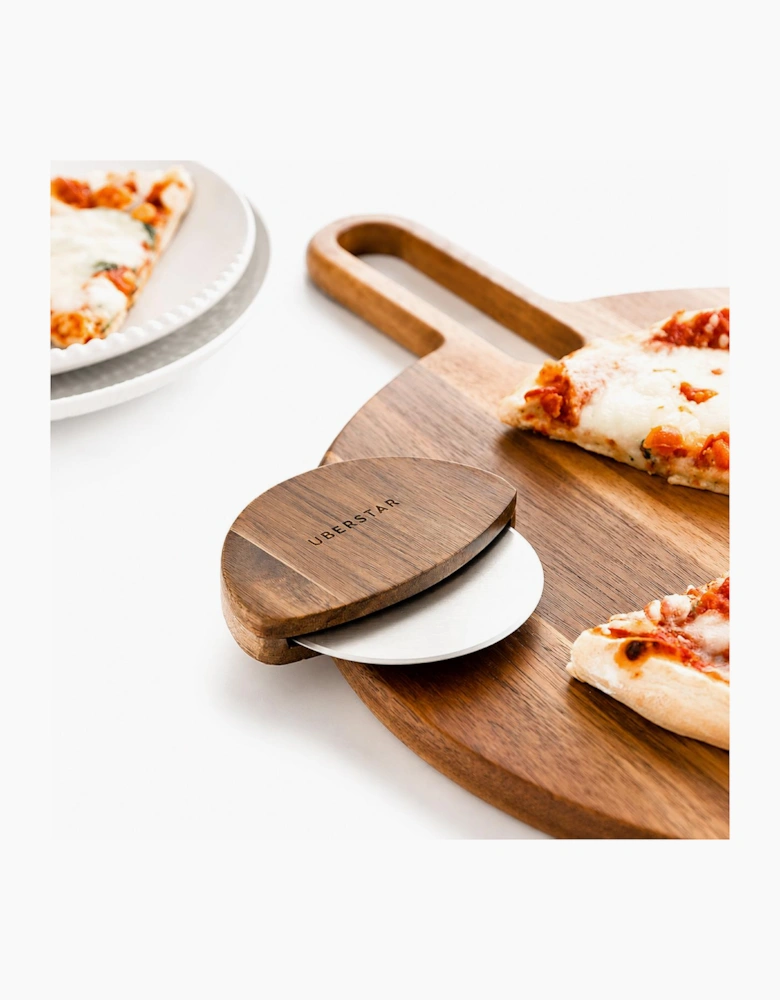 Uberstar Acacia Pizza Wheel Cutter Natural