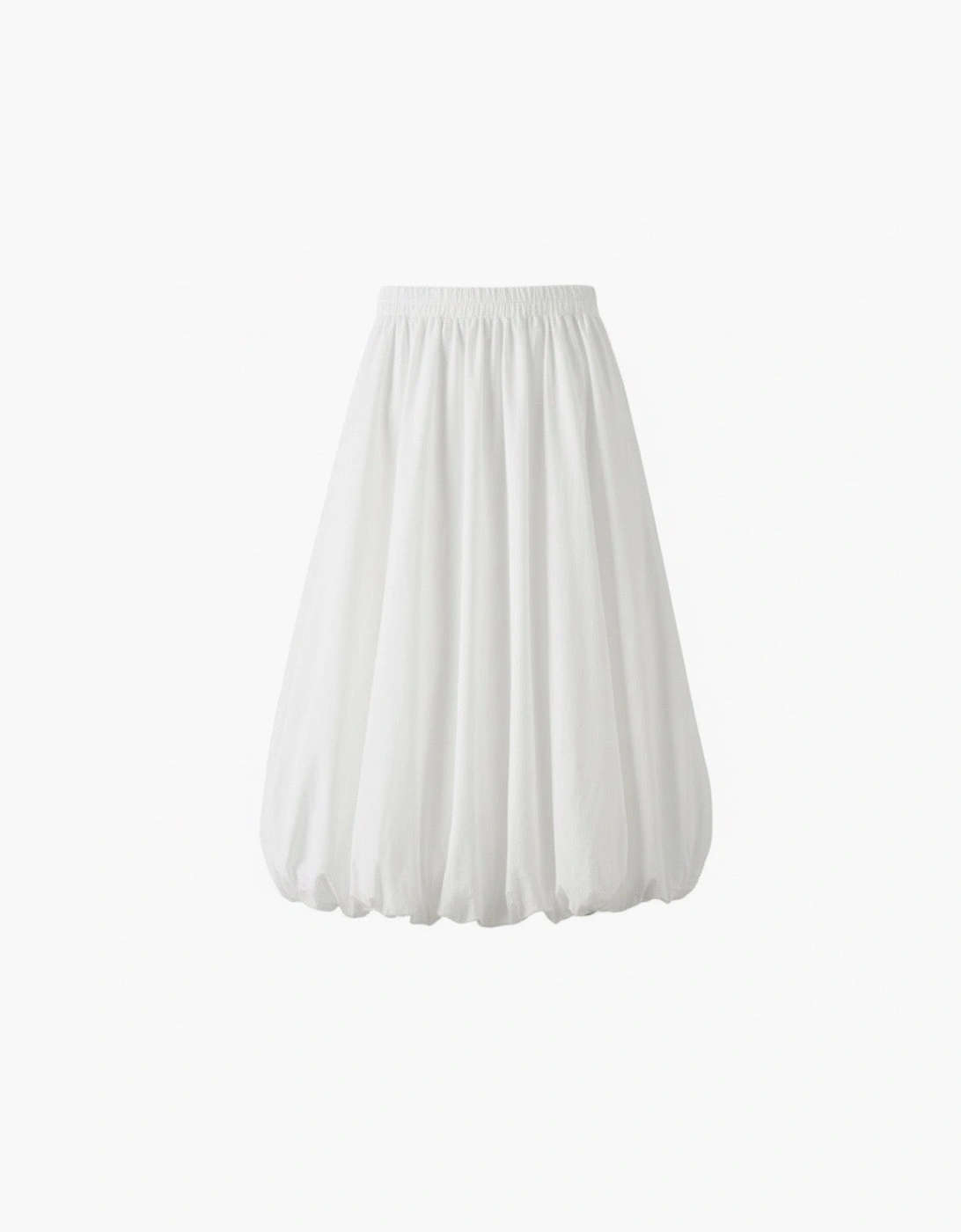 White Balloon Skirt With Pockets