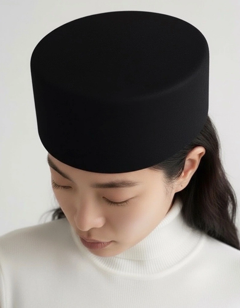Black Wool Pillbox Hat