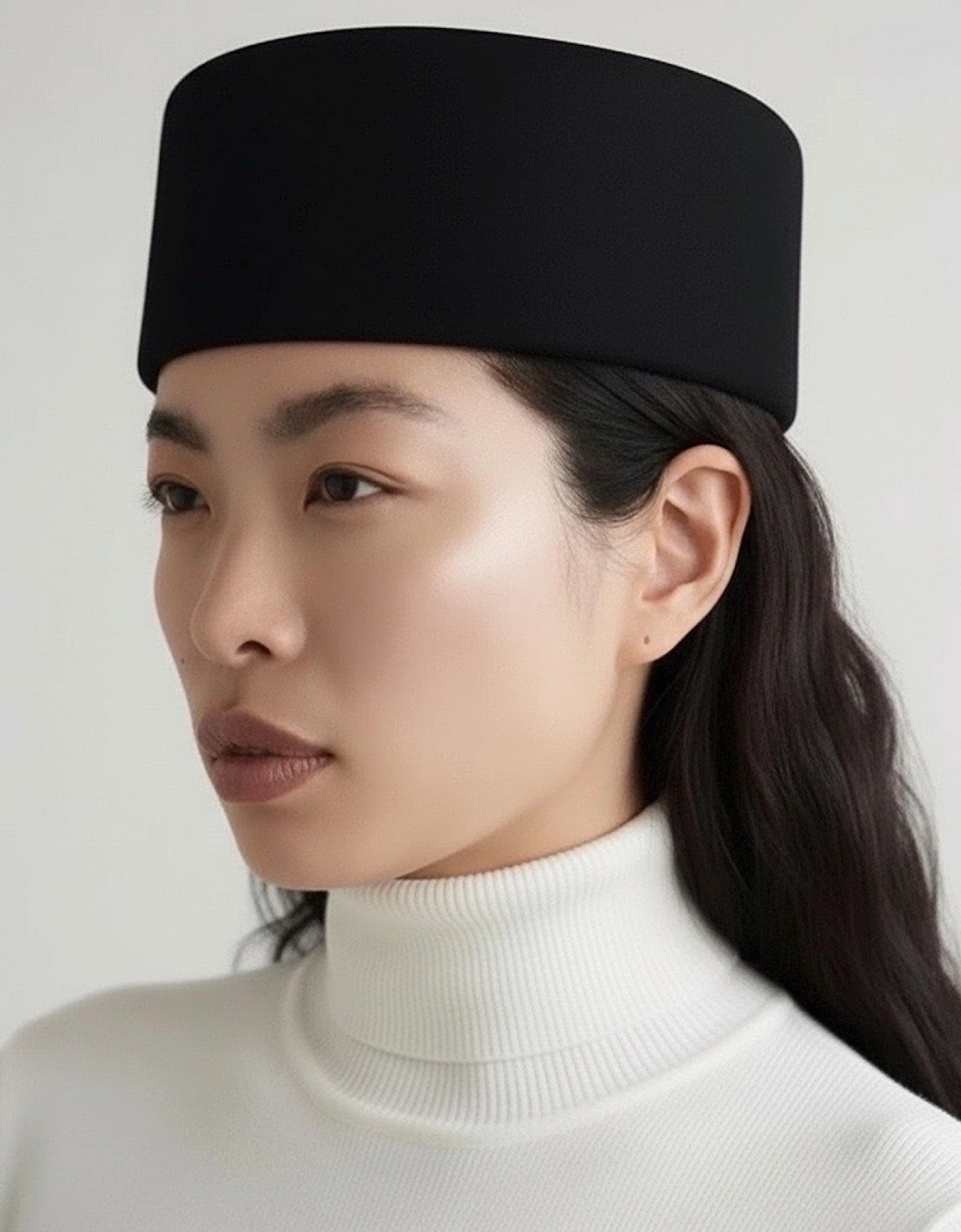 Black Wool Pillbox Hat