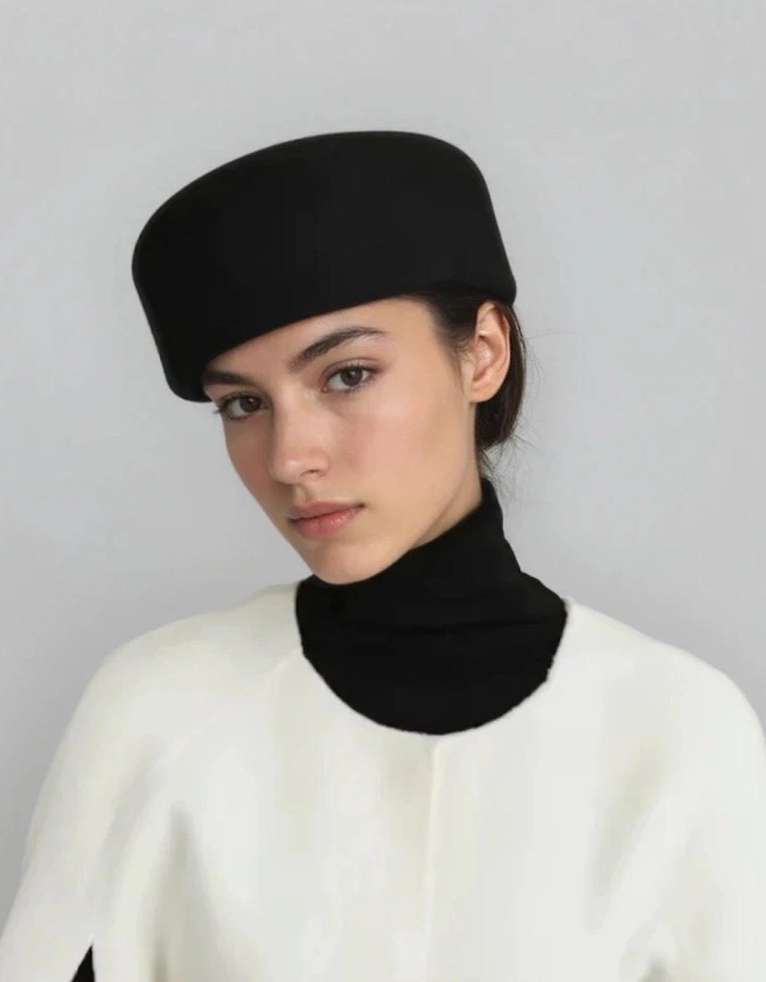 Black Wool Pillbox Hat