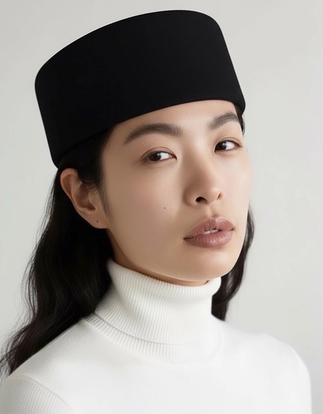 Black Wool Pillbox Hat