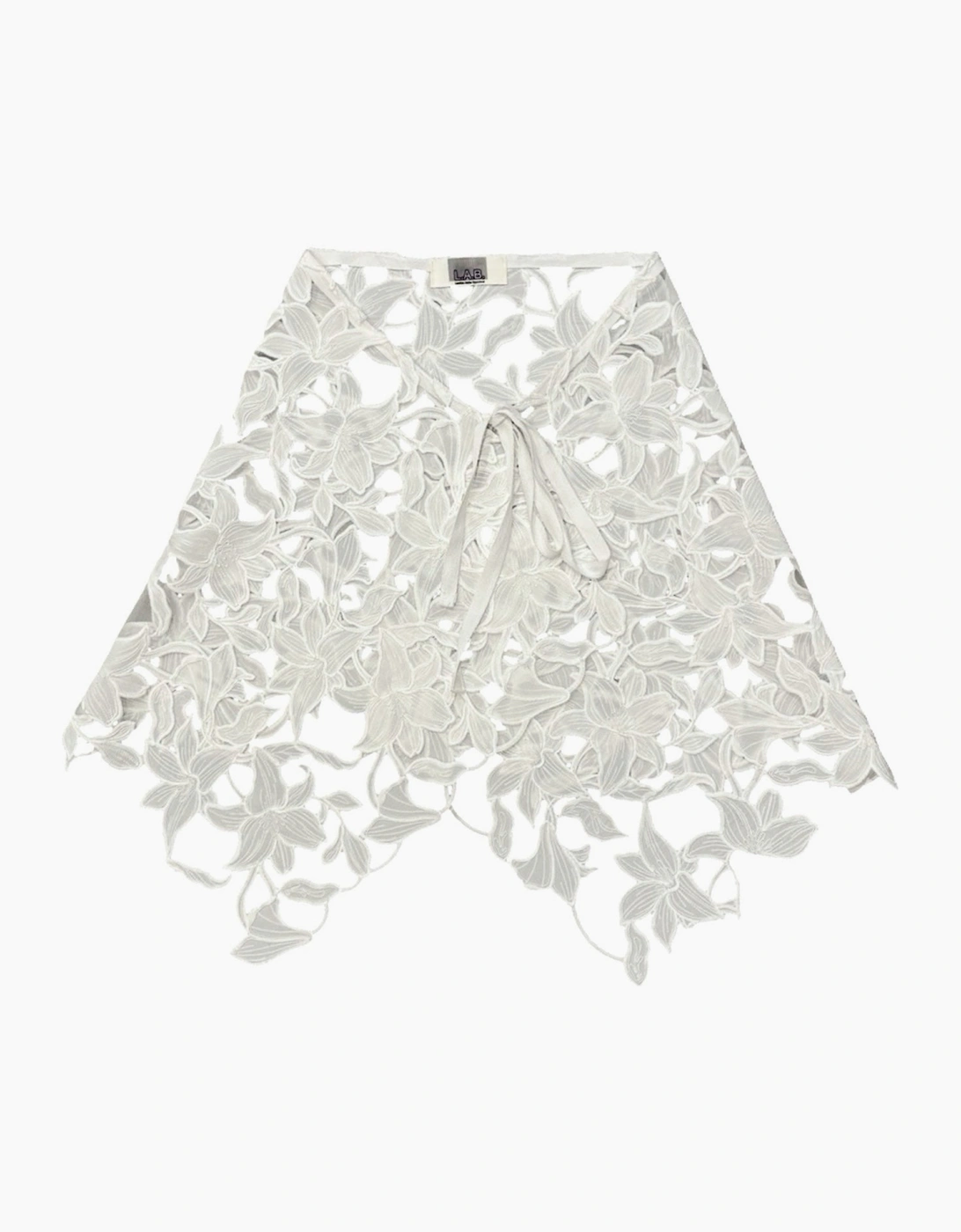 White Floral 3D Lace Wrap Tie Apron Skirt