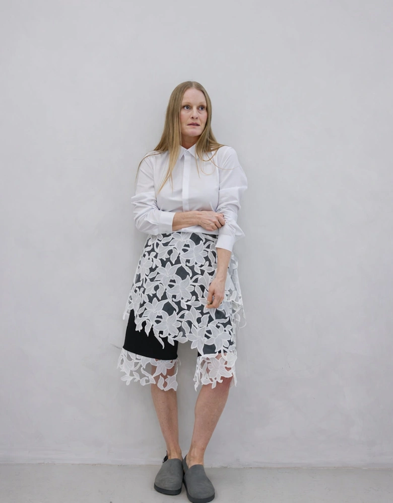 White Floral 3D Lace Wrap Tie Apron Skirt
