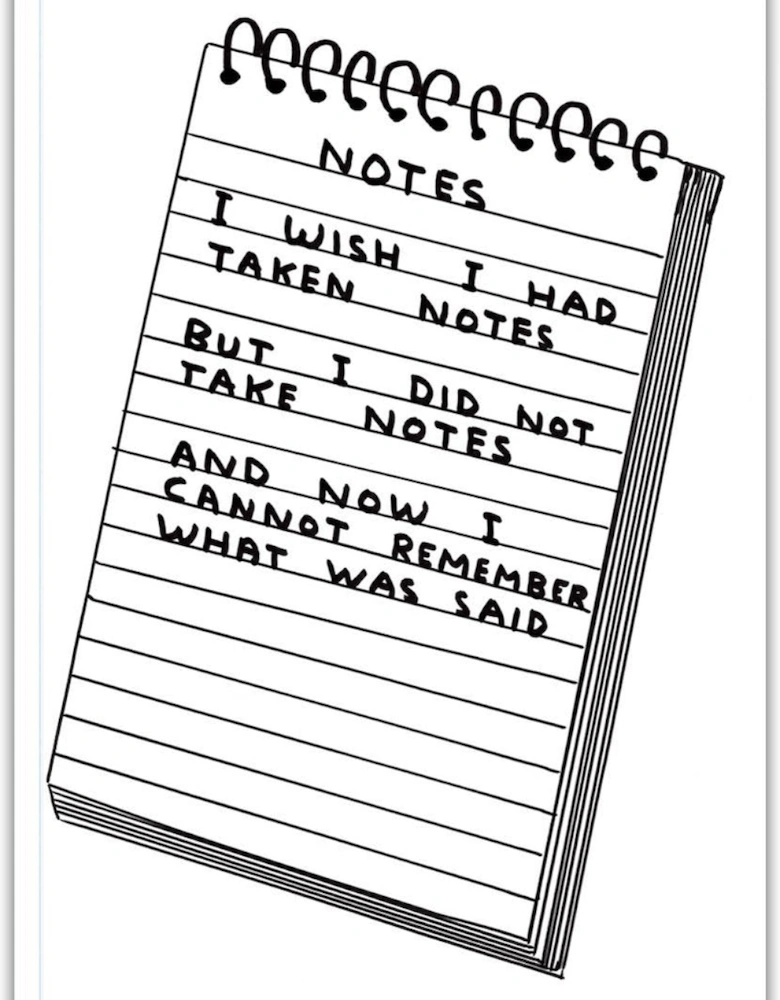 David Shrigley Funny A5 Notebook Wish I'd Taken Notes Gift