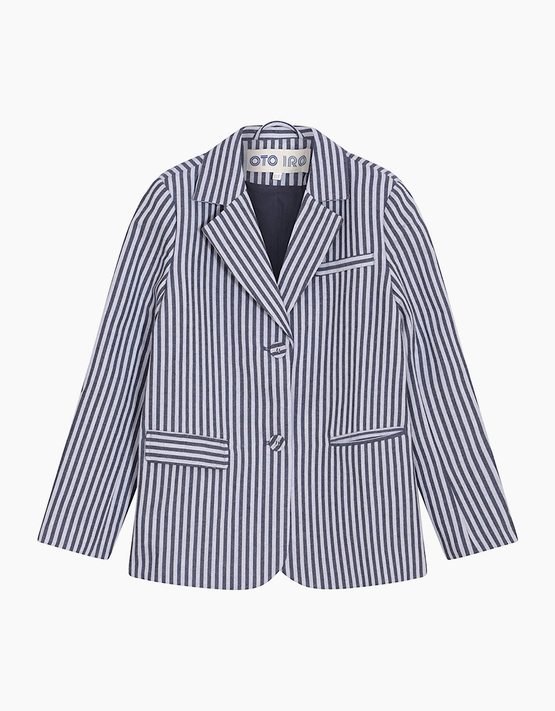 Blue White Striped Tailored Blazer