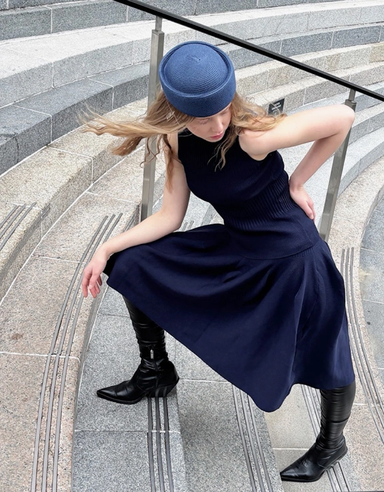Navy Knitted Top And Skirt Co-Ordinates Set