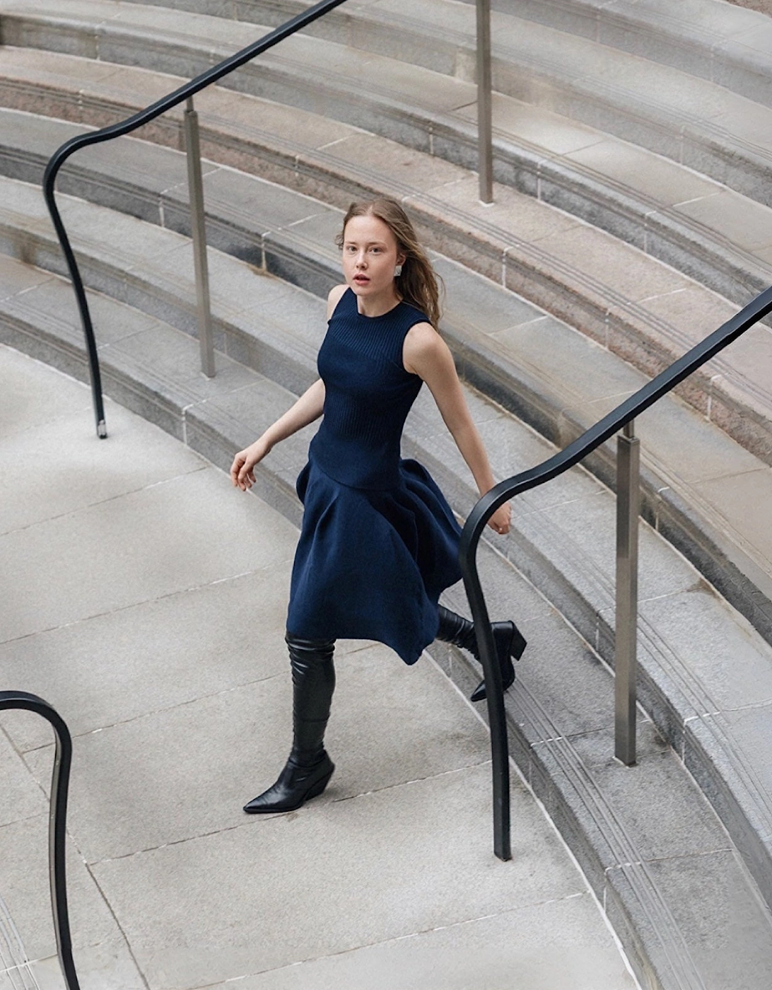 Navy Knitted Top And Skirt Co-Ordinates Set